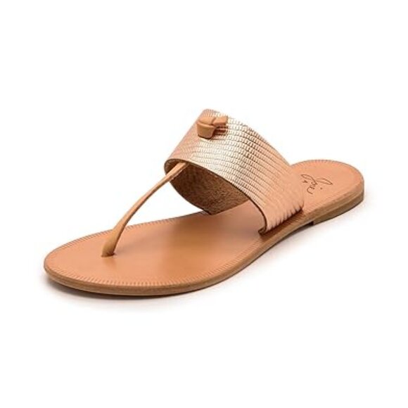 Joie A La Plage Nice Metallic Embossed Leather Thong Sandals in Rose Gold, 10 - Picture 10 of 11